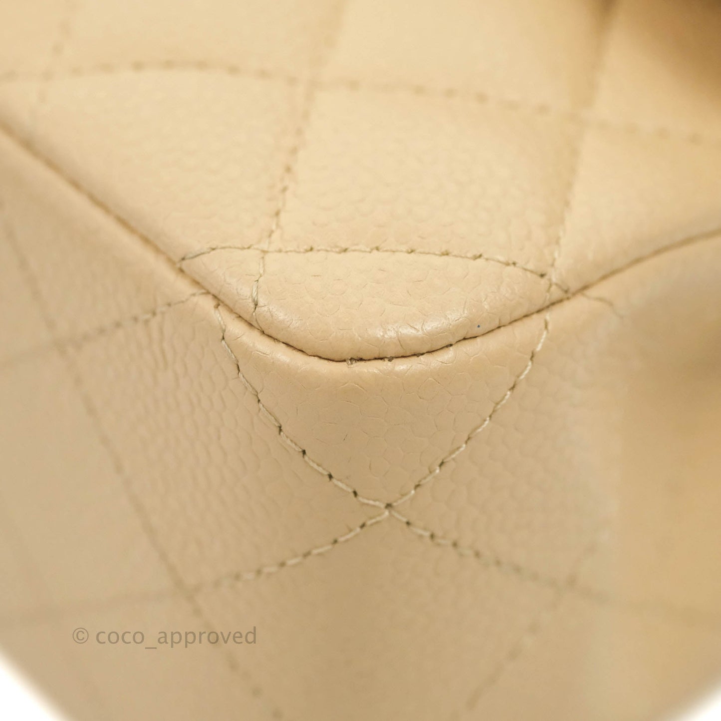 Chanel Classic M/L Medium Flap Quilted Beige Caviar Gold Hardware