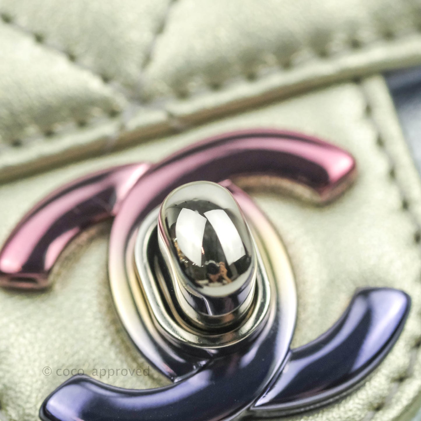 Chanel Wristlet Clutch Iridescent Rainbow Calfskin Leather 21K