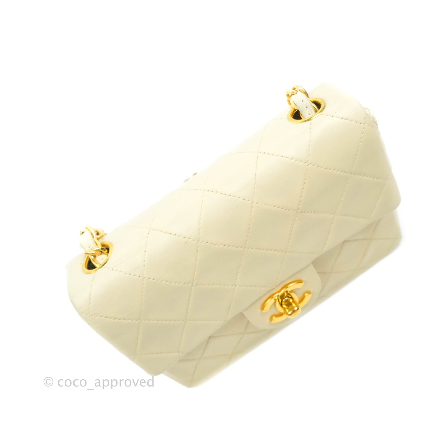 Chanel Vintage Mini Square Beige Lambskin 24K Gold Hardware