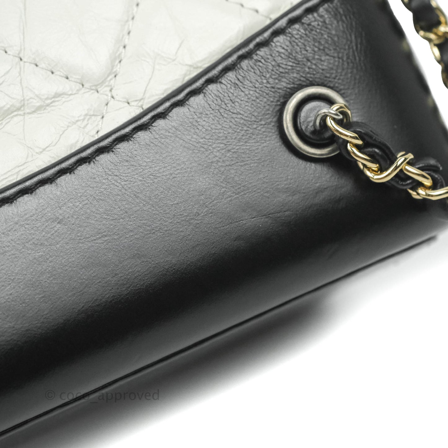 Chanel Small Gabrielle Backpack White Black Aged Calfskin