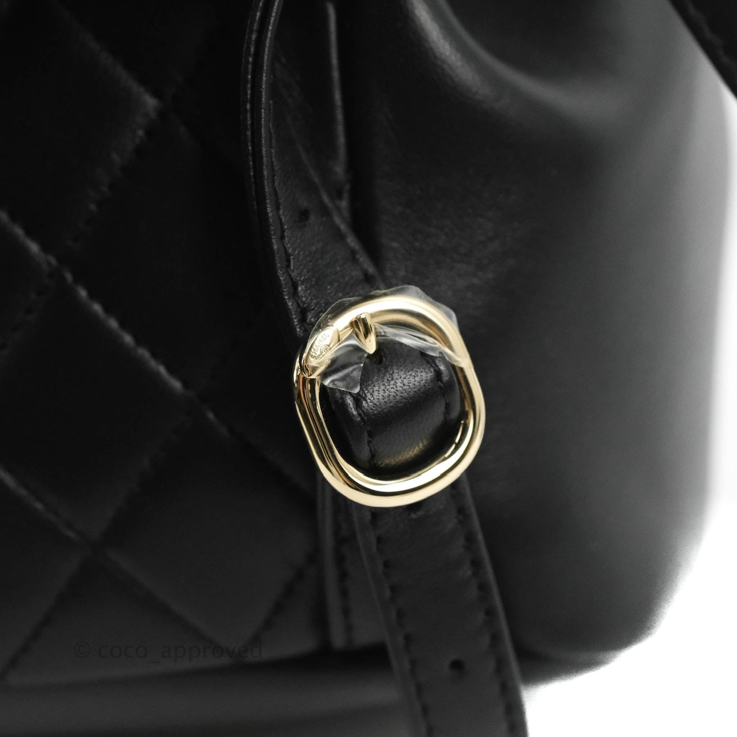 Chanel Quilted Small Duma Drawstring Backpack Black Lambskin 22A