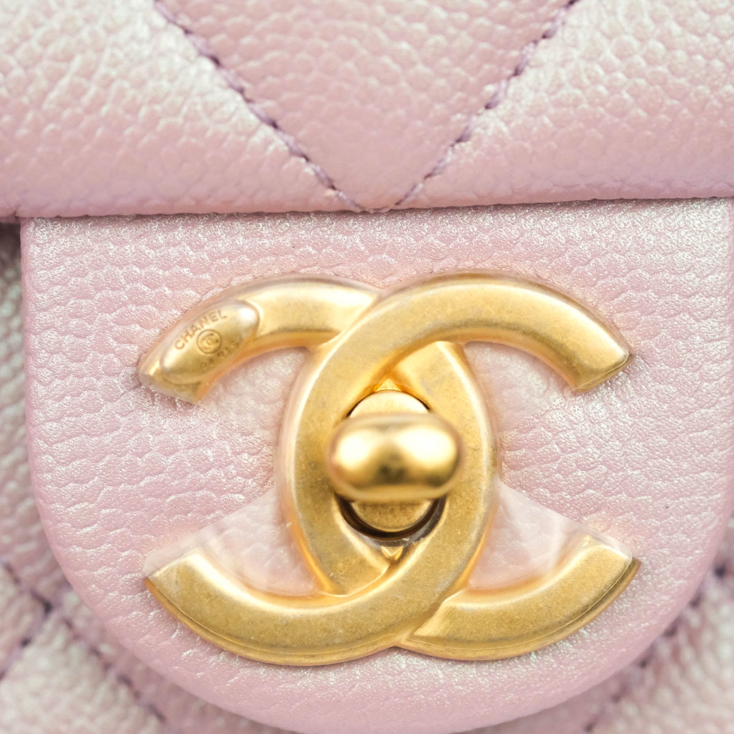 Chanel Quilted My Perfect Mini Iridescent Pink Caviar Aged Gold Hardware 21K