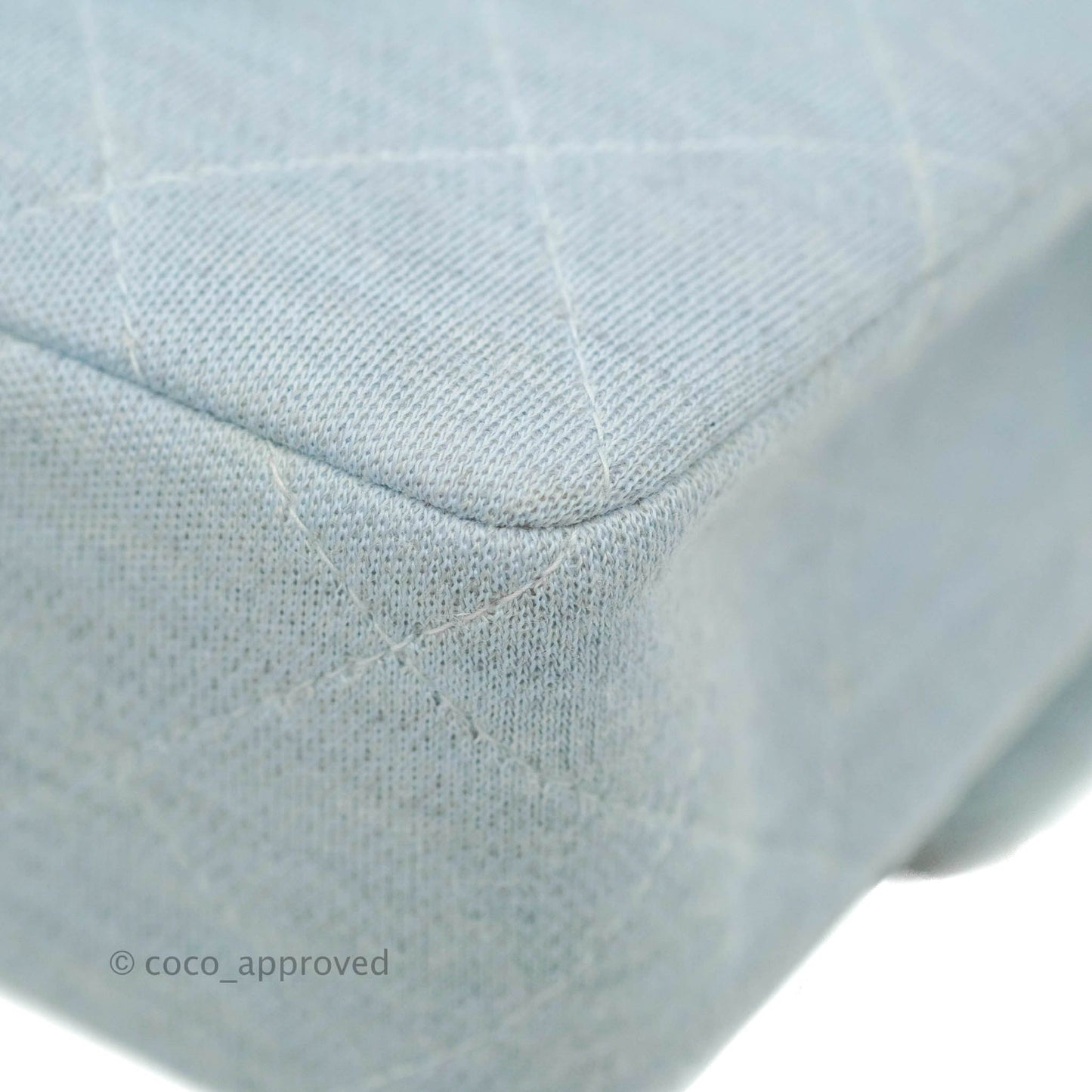 Chanel Jersey Quilted Medium Flap Light Blue Silver Hardware
