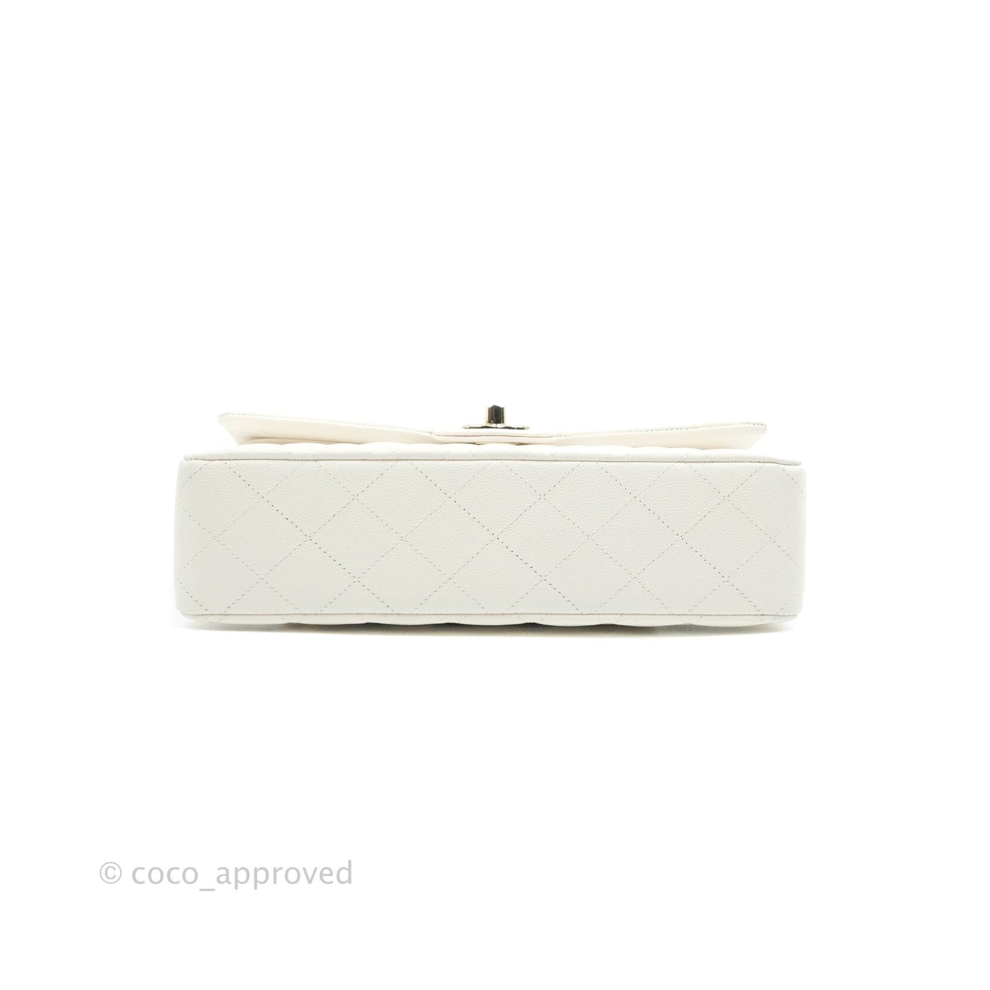 Chanel Classic M/L Medium Double Flap White Caviar Gold Hardware 21B
