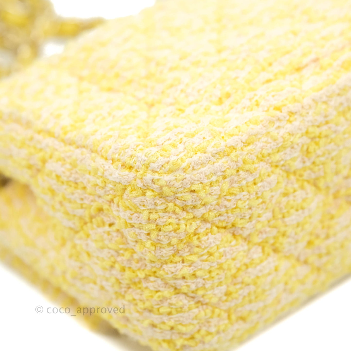 Chanel Classic Mini Rectangular Flap Yellow Tweed Gold Hardware
