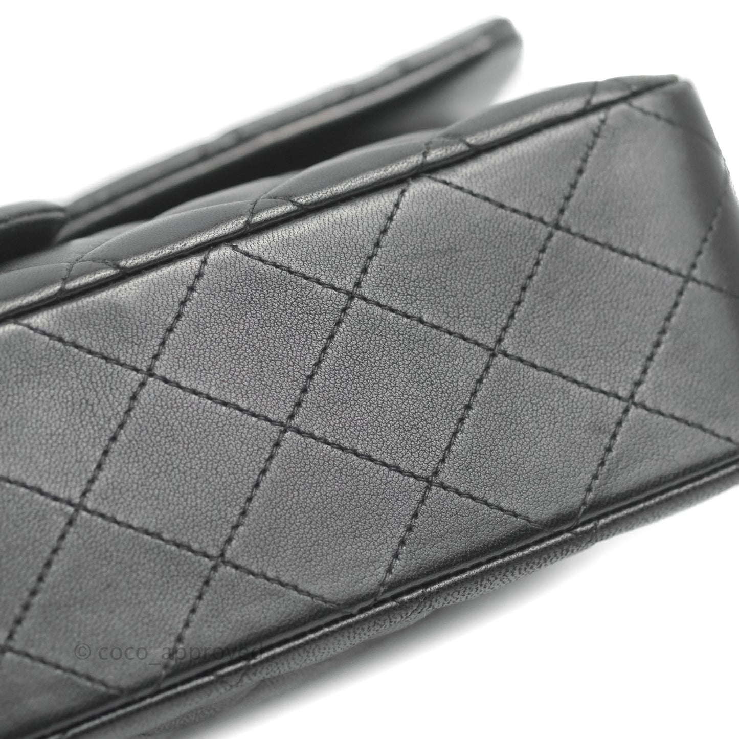 Chanel Classic M/L Medium Flap Quilted Black Lambskin Silver Hardware
