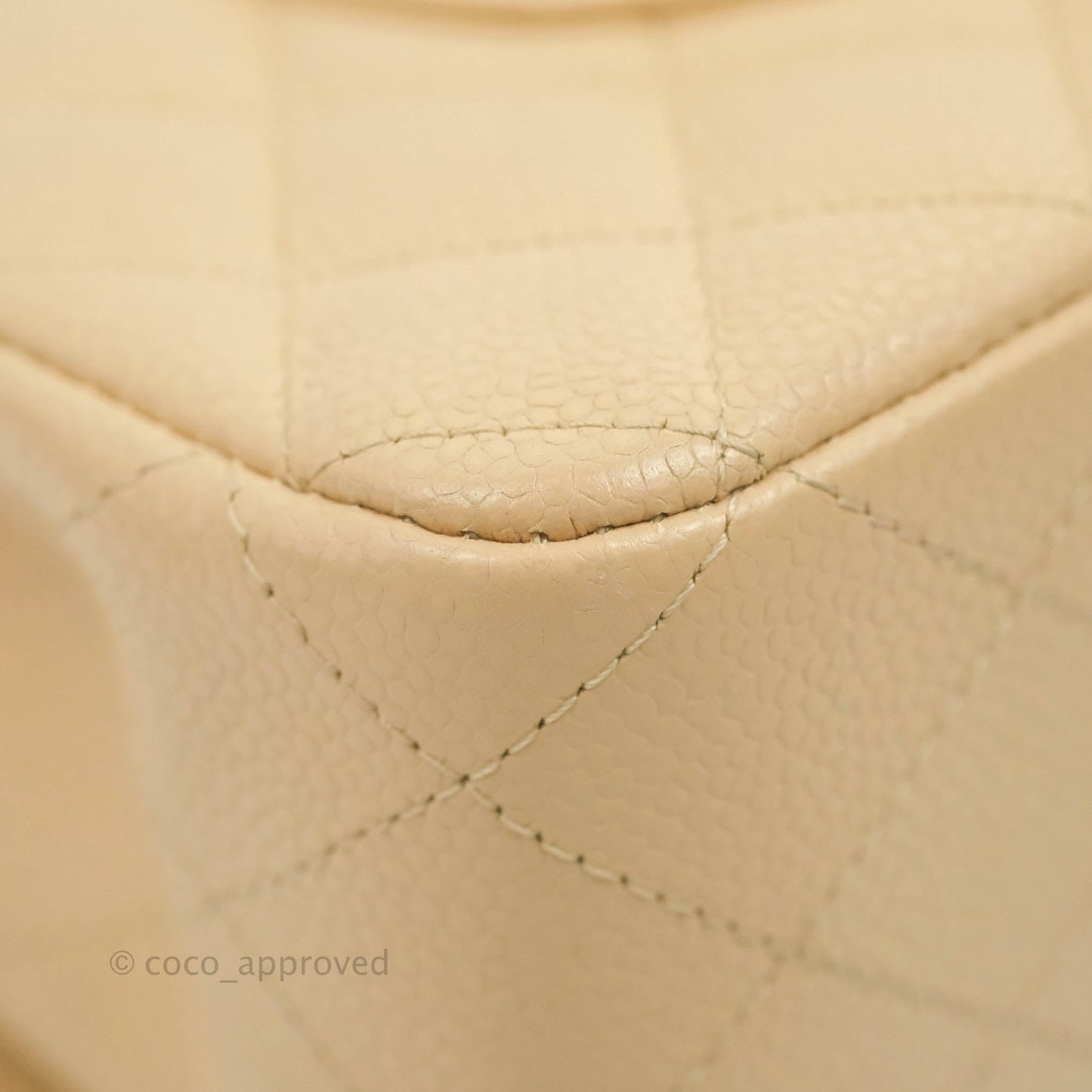 Chanel Classic M/L Medium Flap Quilted Beige Caviar Gold Hardware