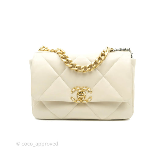 Chanel 19 Small Light Beige Lambskin Mixed Hardware 21C
