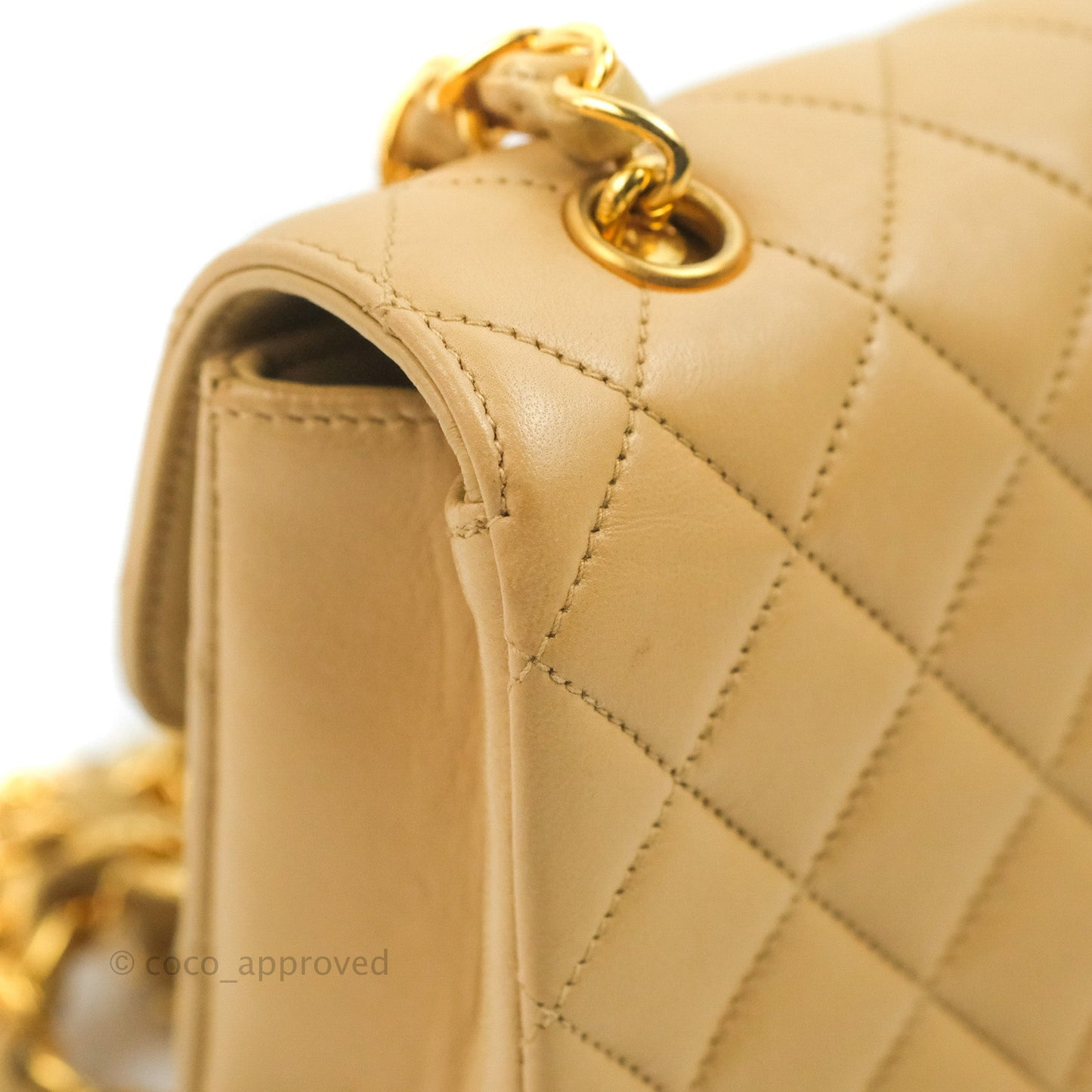 Chanel Vintage Mini Square Beige Lambskin 24K Gold Hardware