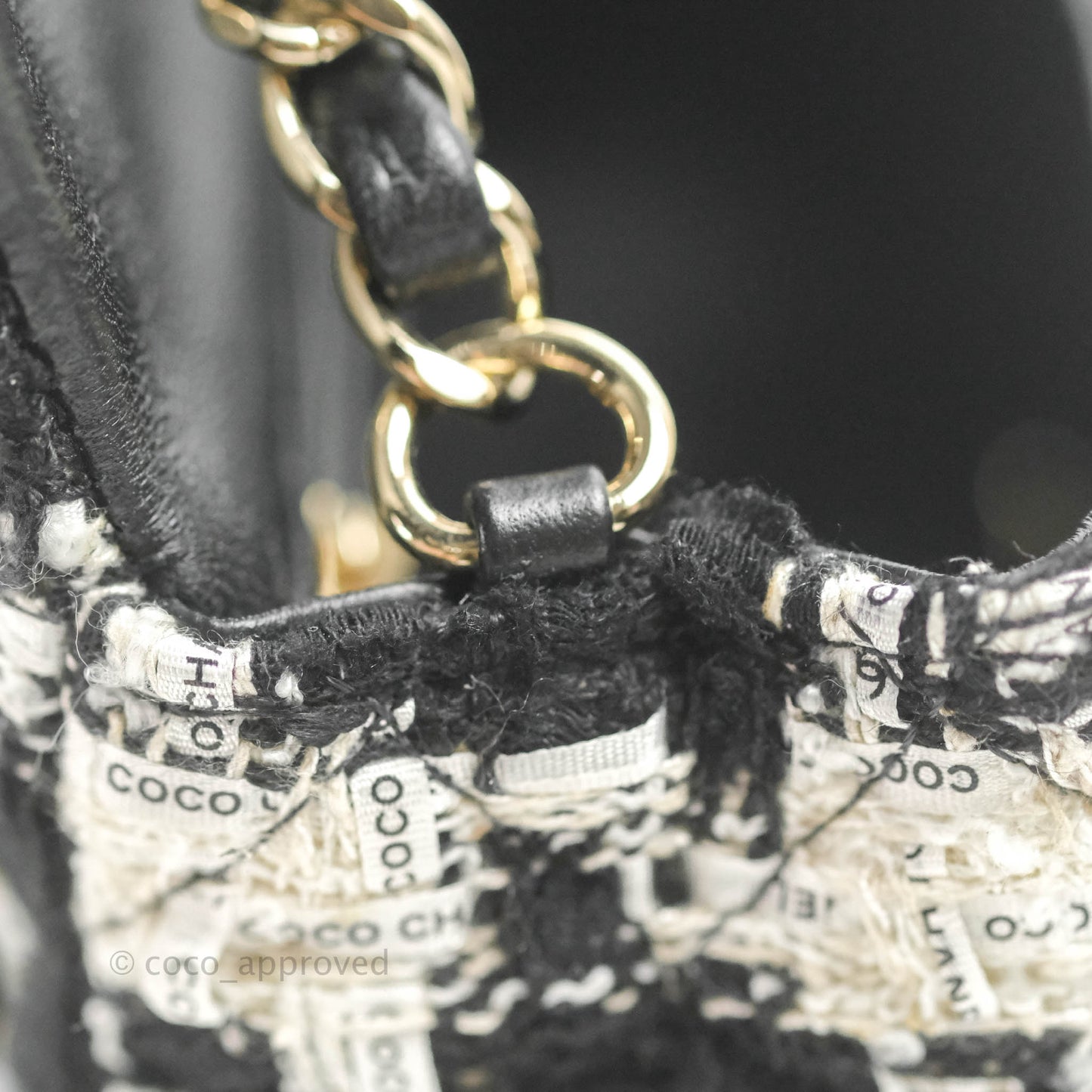 Chanel Quilted Mini Rectangular Flap Tweed Houndstooth Black & White Gold Hardware