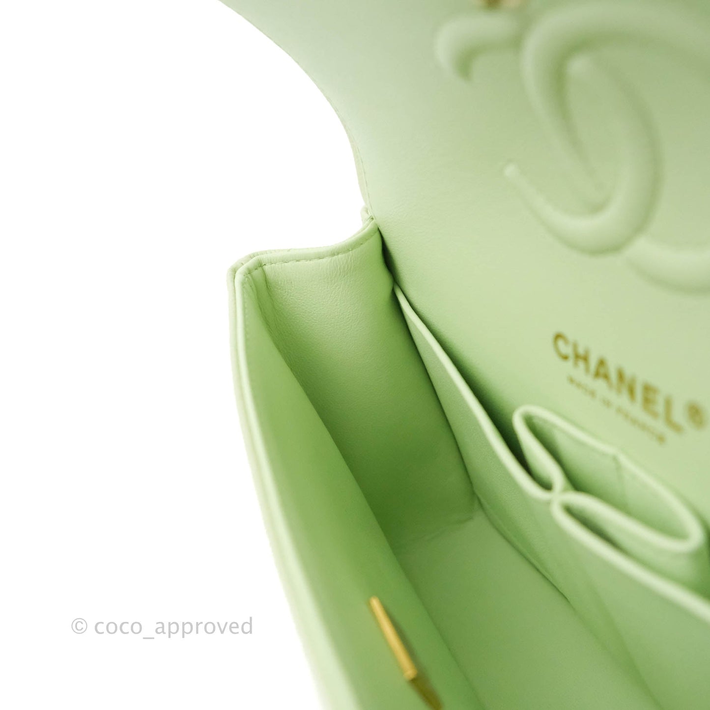 Chanel Small Quilted Classic Flap Mint Green Caviar Gold Hardware 22C