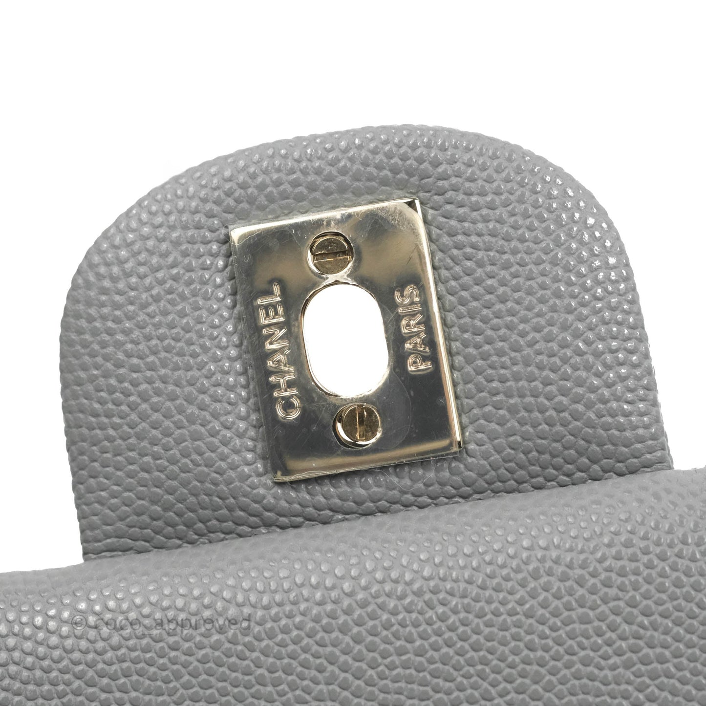 Chanel Classic M/L Medium Flap Quilted Grey Caviar Gold Hardware 20C