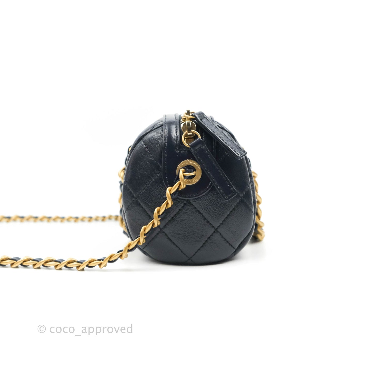 Chanel Quilted Fashion Therapy Bowling Bag Dark Navy Lambskin Gold Hardware