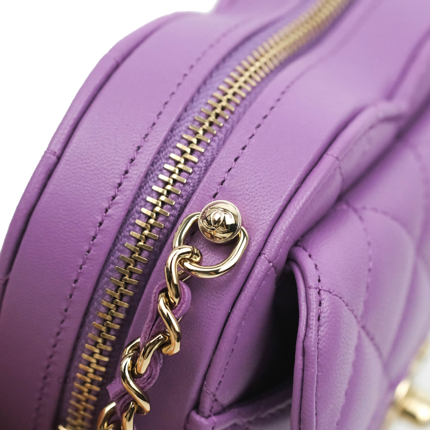 Chanel Small Heart Bag Purple Lambskin Gold Hardware 22S
