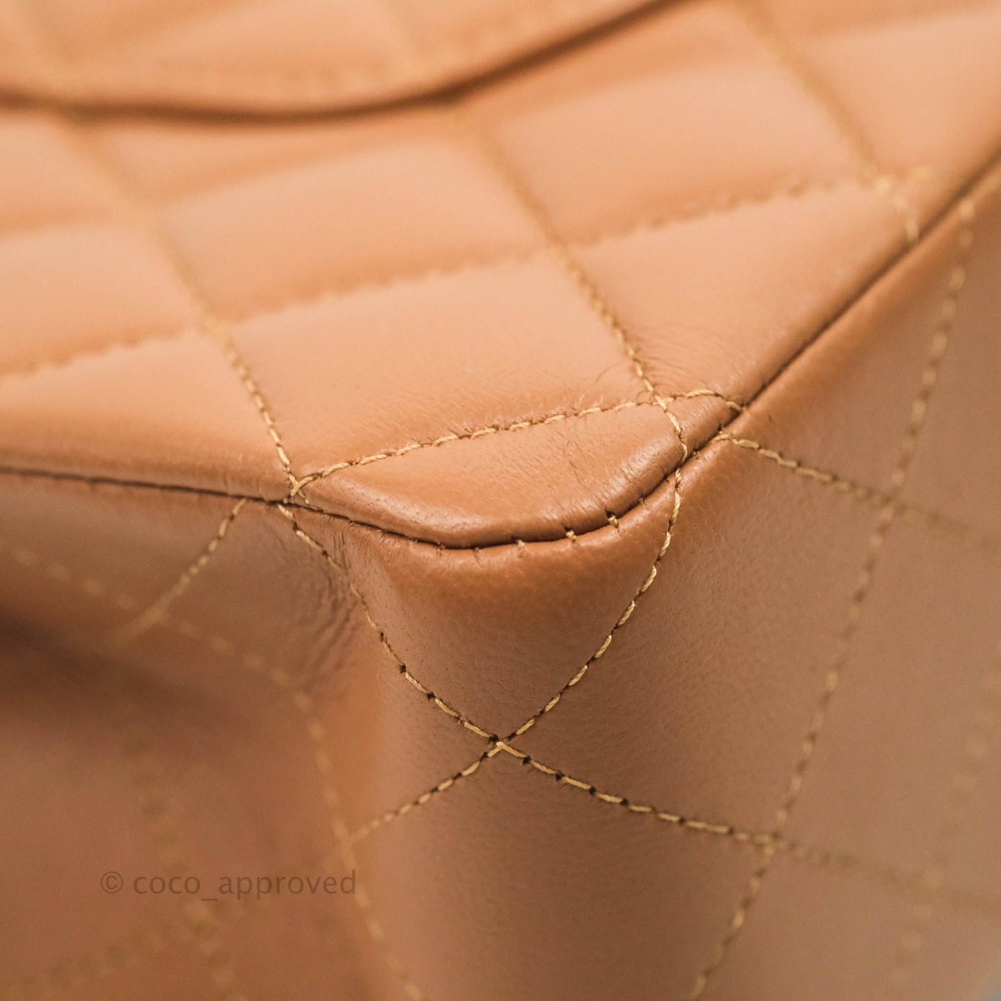 Chanel Classic M/L Medium Flap Quilted Dark Beige Caramel Lambskin Gold Hardware