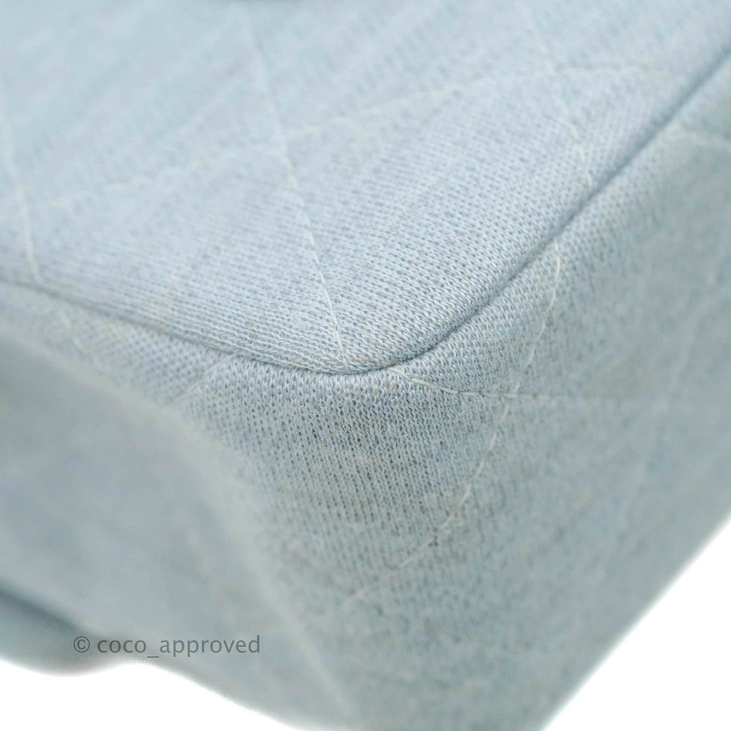 Chanel Jersey Quilted Medium Flap Light Blue Silver Hardware