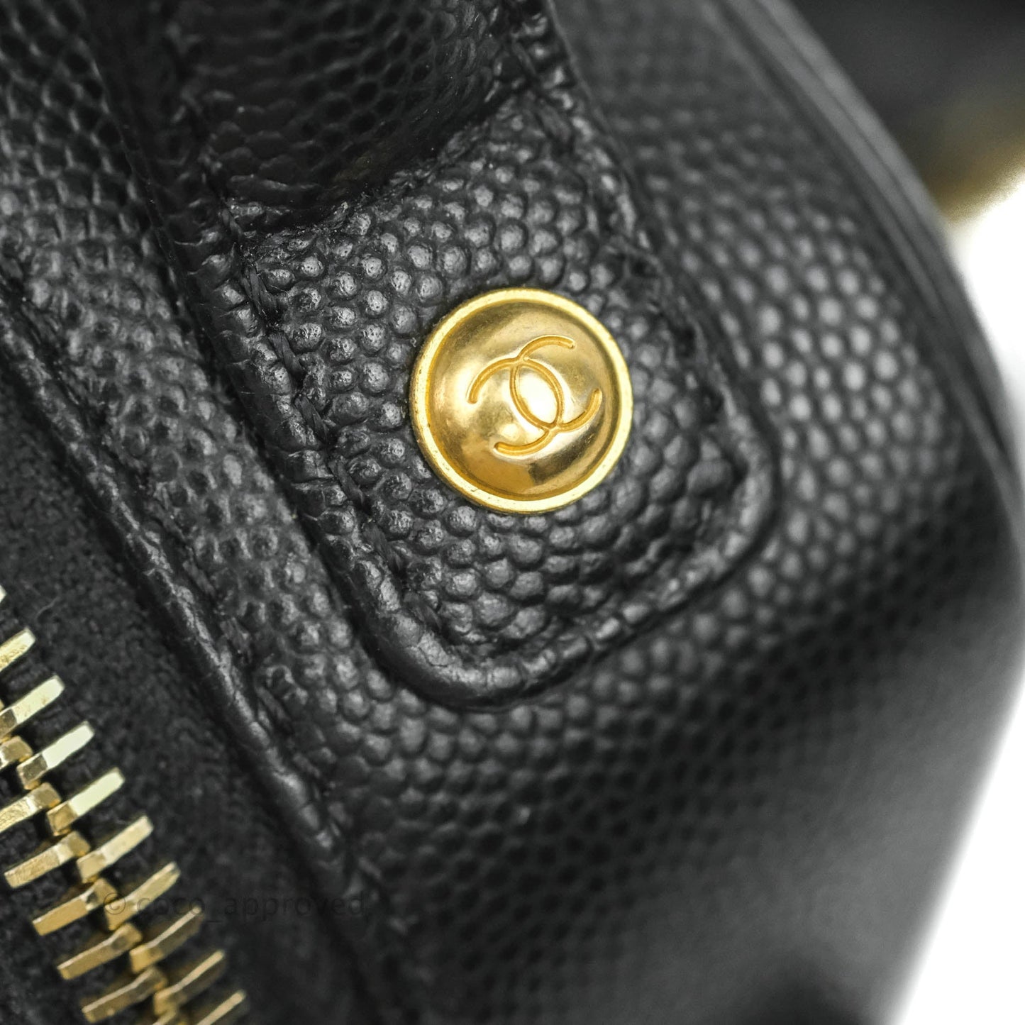 Chanel Quilted CC North South Filigree Vanity Case Black Caviar Gold Hardware