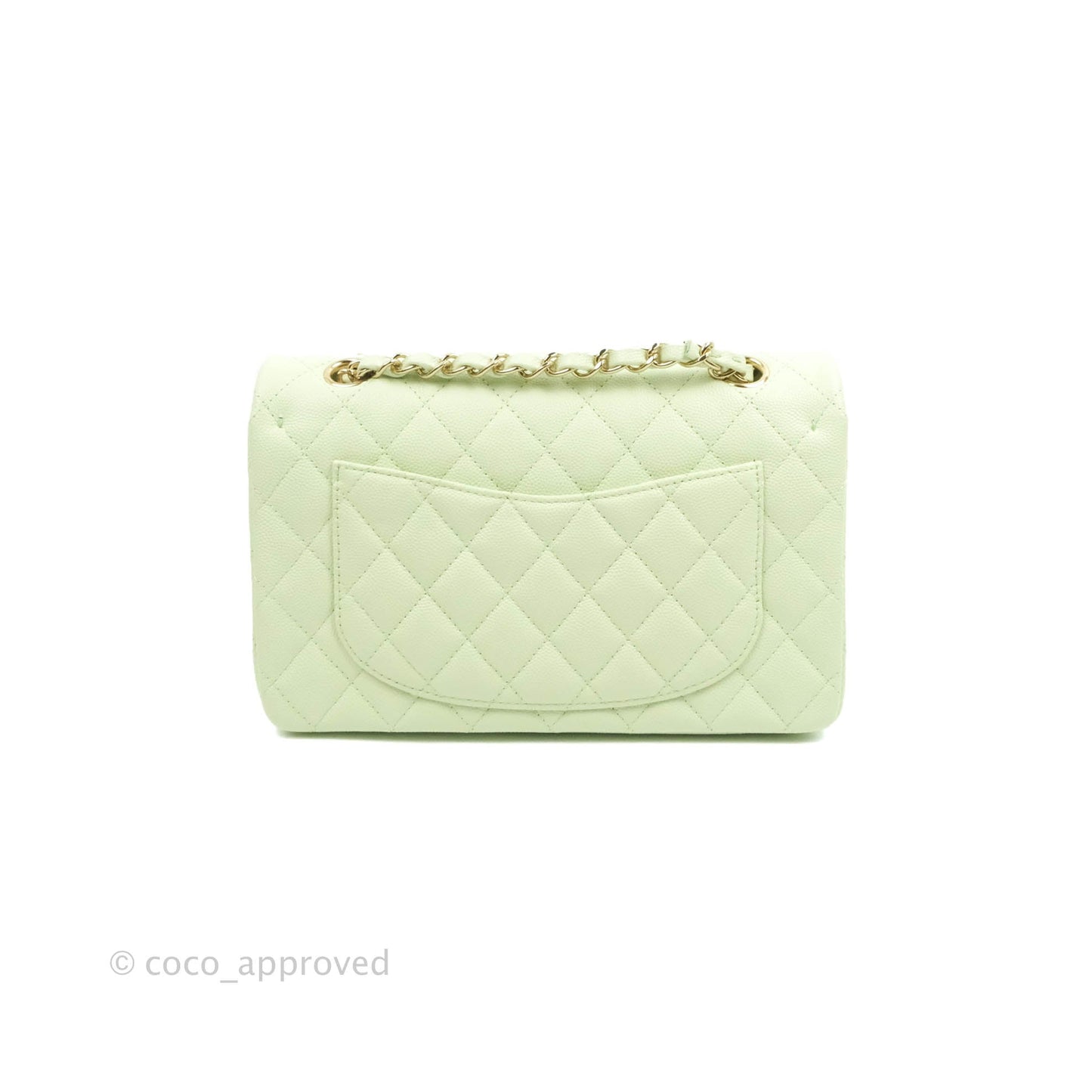 Chanel Small Classic Quilted Flap Pastel Green Caviar Gold Hardware