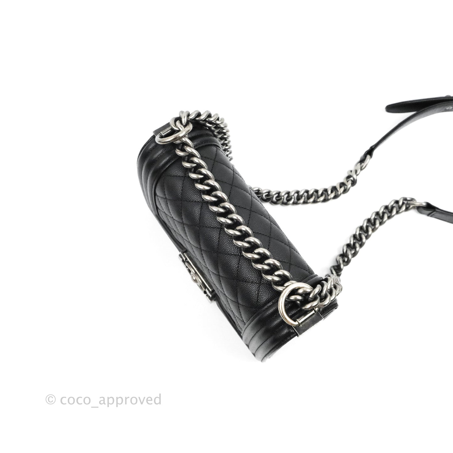 Chanel Small Boy Quilted Black Caviar Ruthenium Hardware