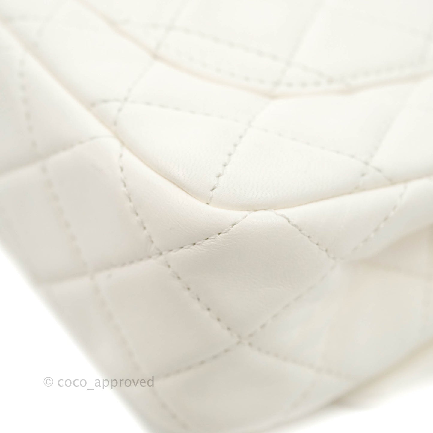 Chanel Mini Rectangular Pearl Crush Quilted White Lambskin Aged Gold Hardware
