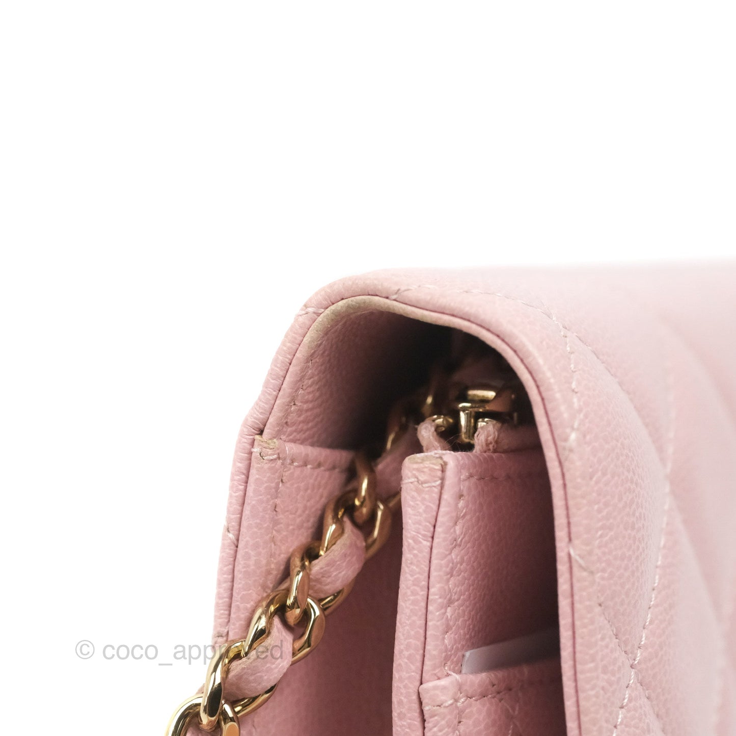 Chanel Quilted Wallet on Chain WOC Light Pink Caviar Gold Hardware