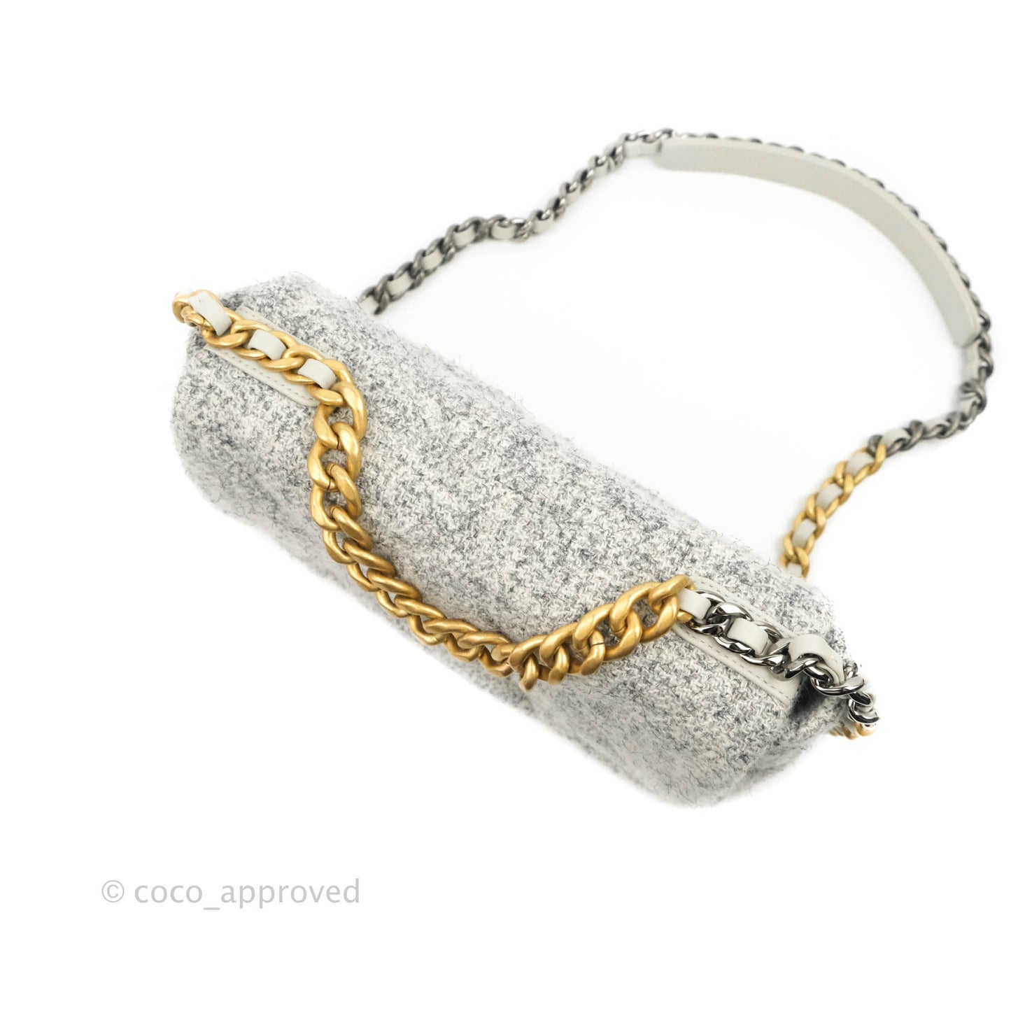 Chanel 19 Small Tweed Light Grey Mixed Hardware