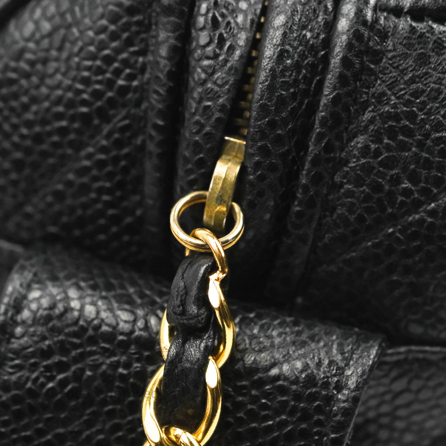 Chanel Vintage Large Camera Bag Black Caviar Gold Hardware