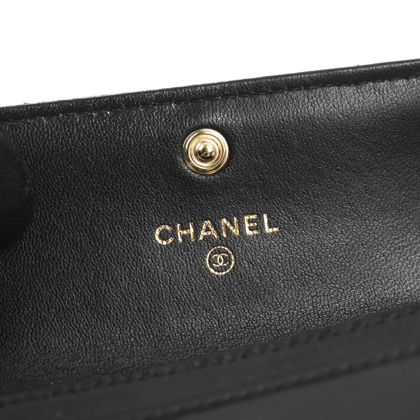 Chanel Quilted Flap Card Holder Black Patent Lambskin Gold Hardware