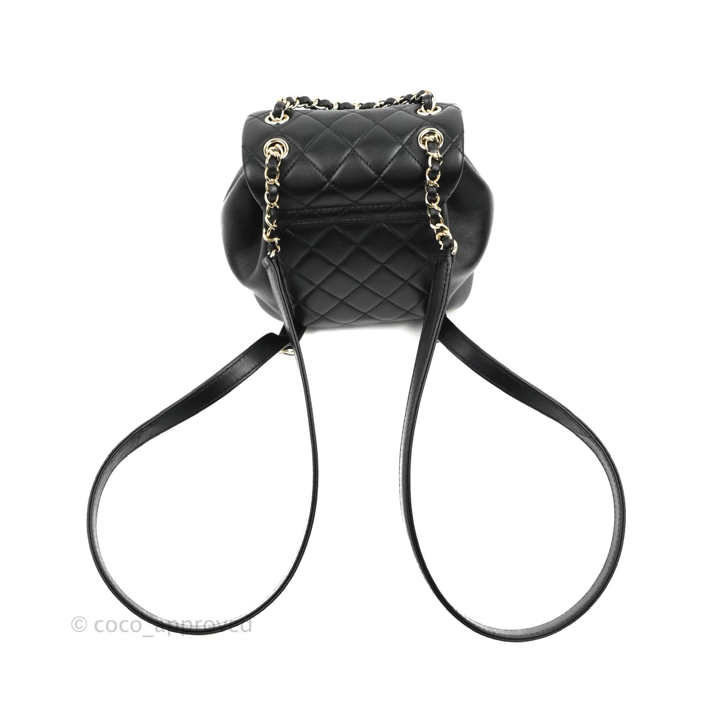 Chanel Quilted Small Duma Drawstring Backpack Black Lambskin 22A