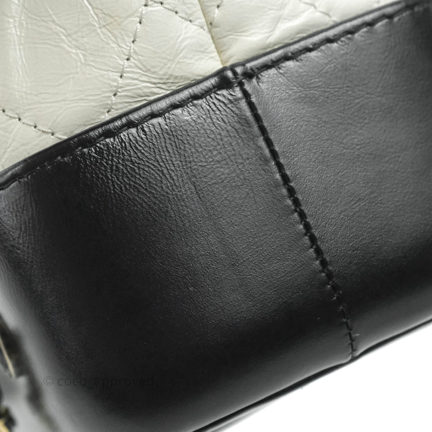 Chanel Small Gabrielle Backpack White Black Aged Calfskin