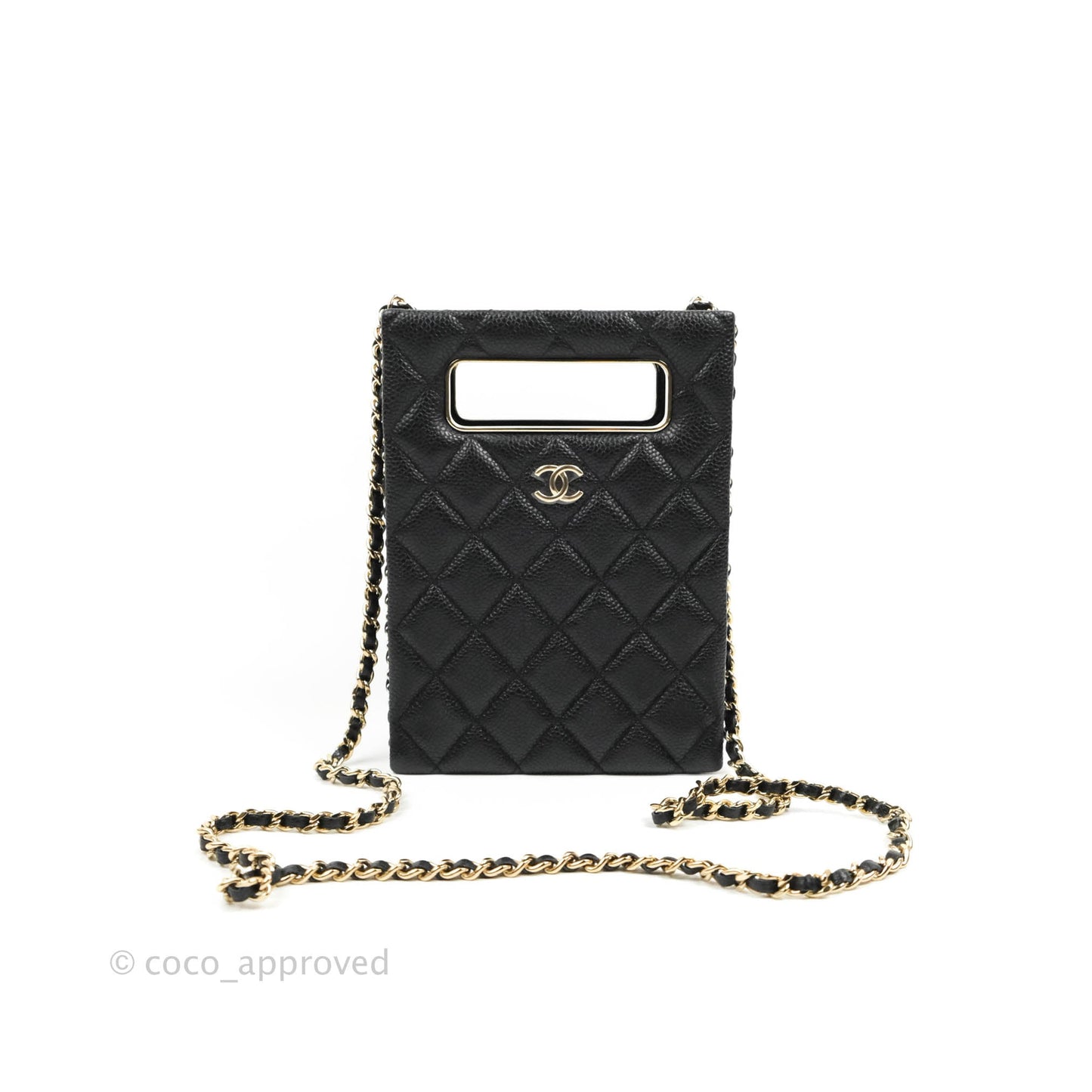 Chanel Evening Bag Caviar Black Gold Hardware 22SS