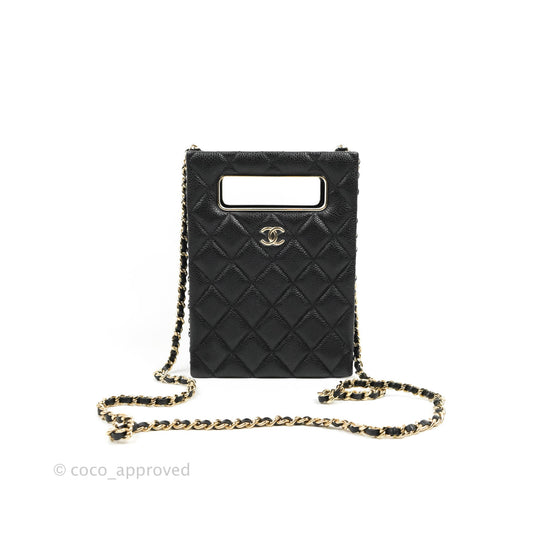 Chanel Evening Bag Caviar Black Gold Hardware 22SS