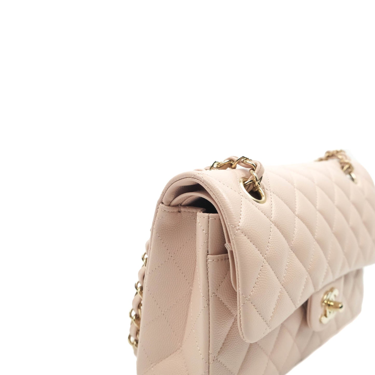 Chanel Classic Small S/M Flap Rose Clair Pink Caviar Gold Hardware 21C