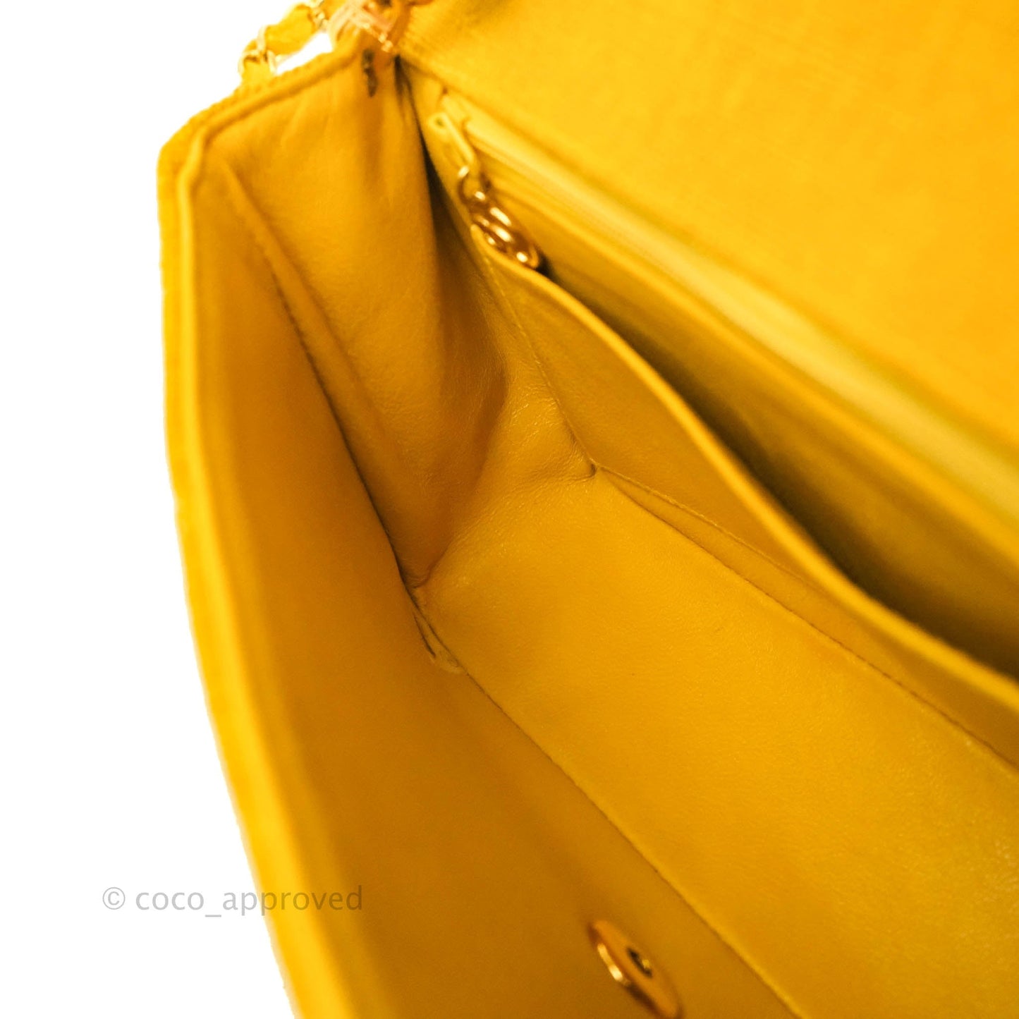 Chanel Vintage Small Classic Diana Flap Bag Yellow Linen Fabric 24K Gold Hardware