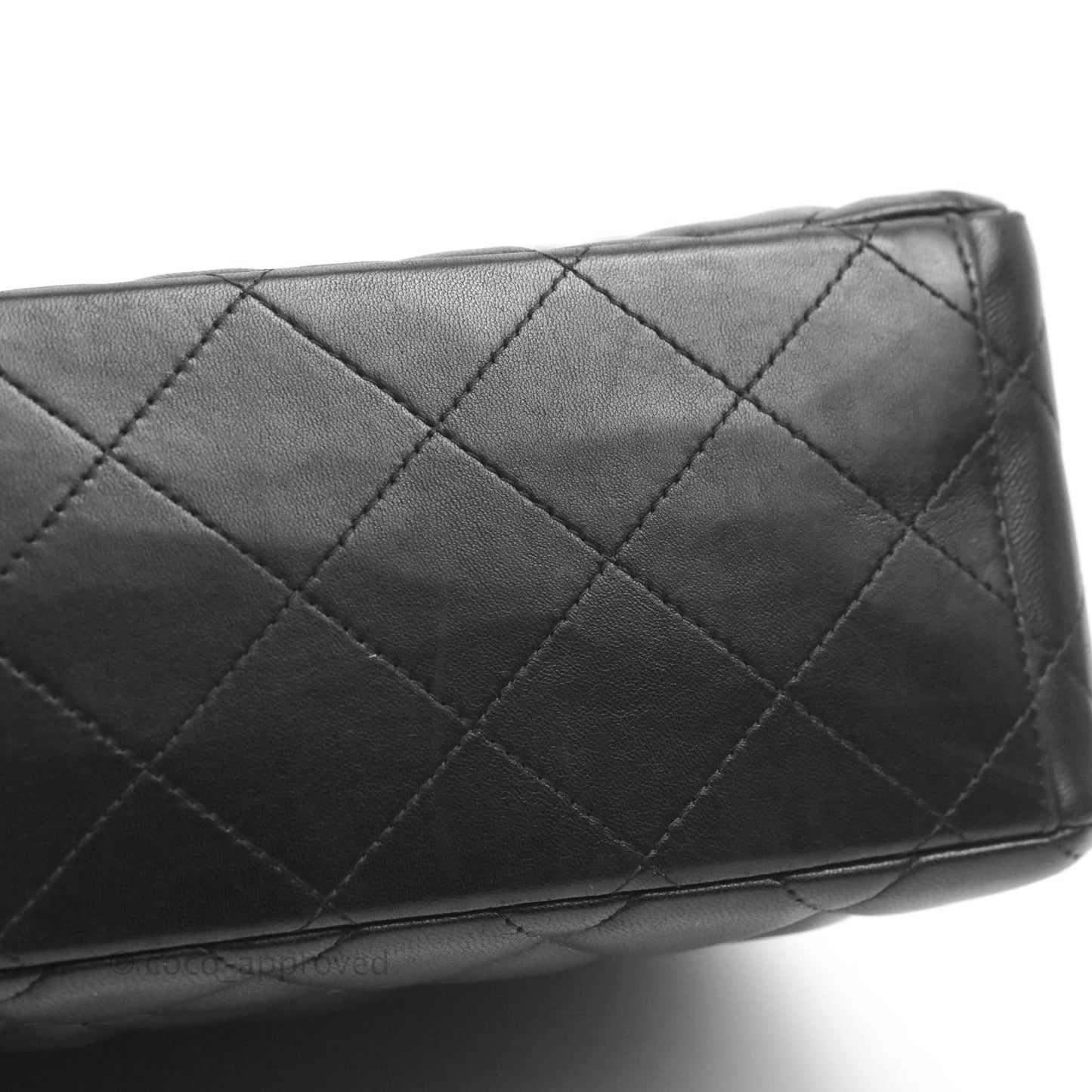 Chanel Quilted Maxi Single Flap Black Lambskin Silver Hardware