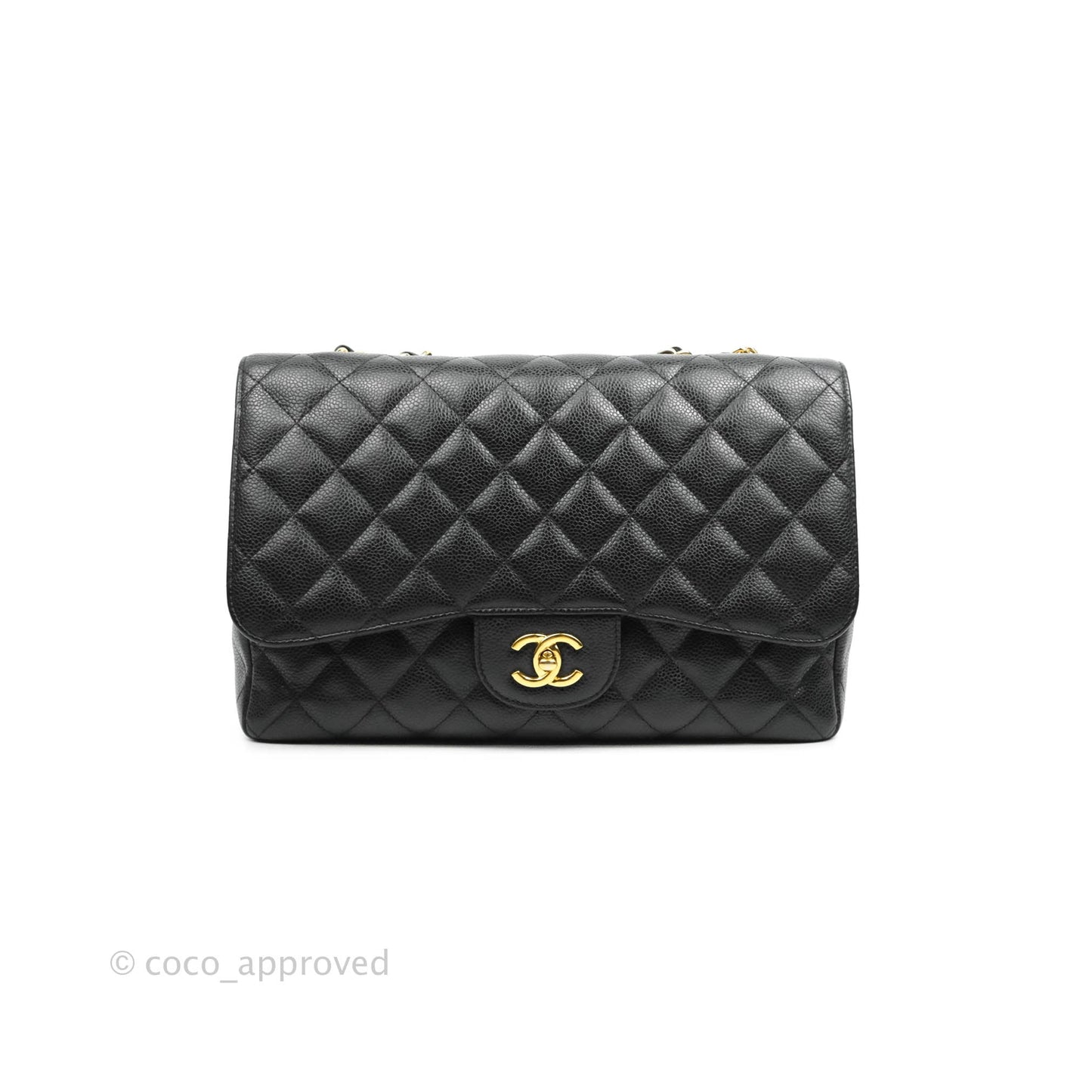 Chanel Jumbo Single Flap Black Caviar Gold Hardware