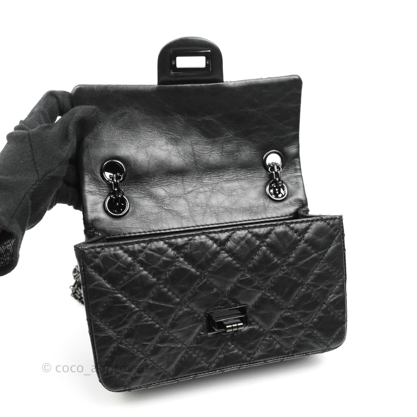 Chanel Mini Reissue 224 So Black Quilted Aged Calfskin Black Hardware