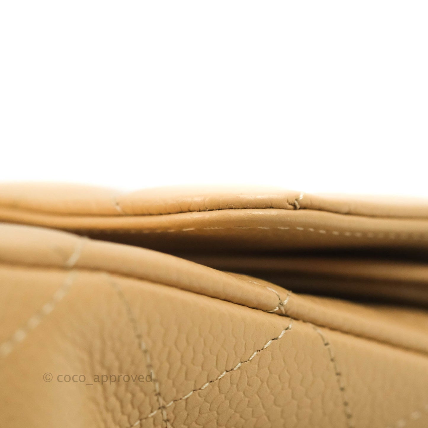 Chanel Classic M/L Medium Flap Quilted Beige Caviar Gold Hardware