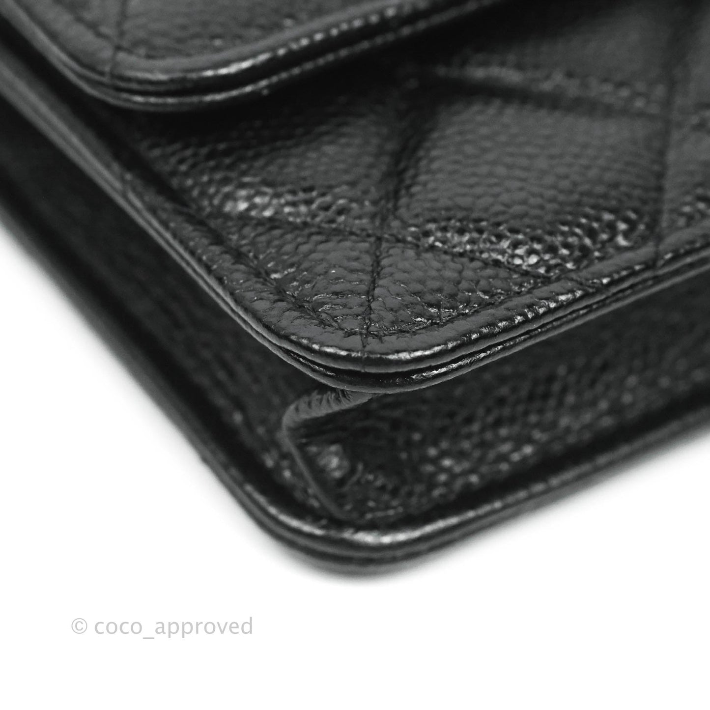 Chanel Miss Coco Clutch With Chain Quilted Black Caviar Gold Hardware