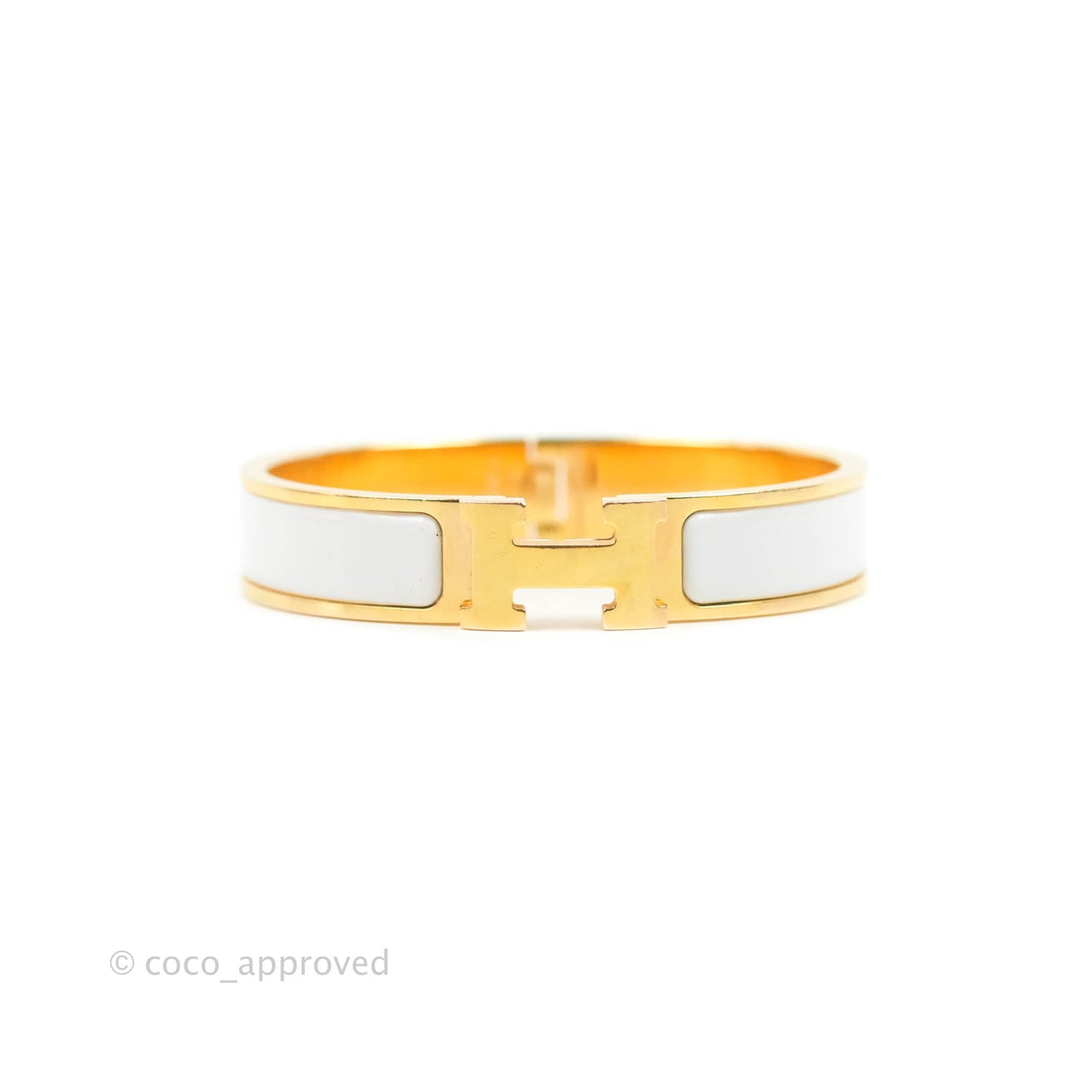 Hermès Clic H Bracelet White Rose Gold PM