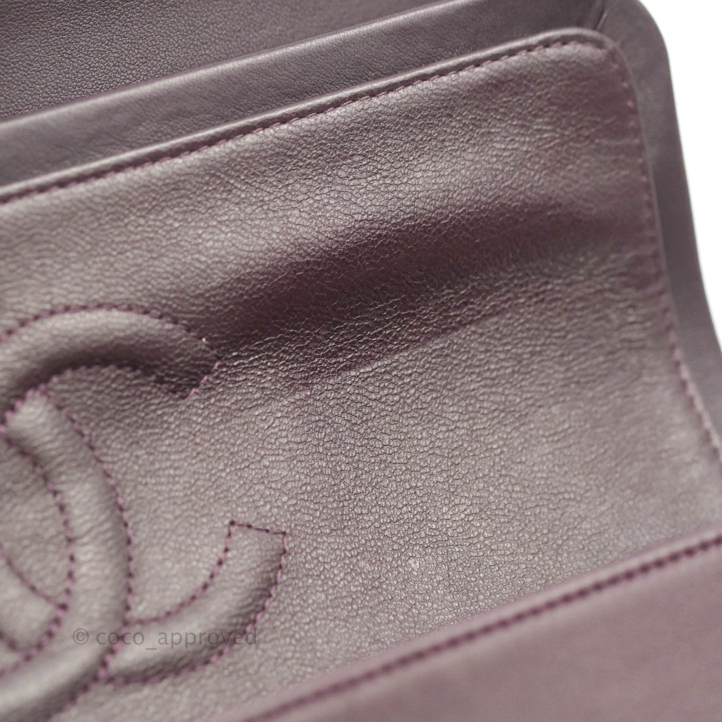 Chanel Classic M/L Medium Flap Quilted Purple Burgundy Lambskin Silver Hardware