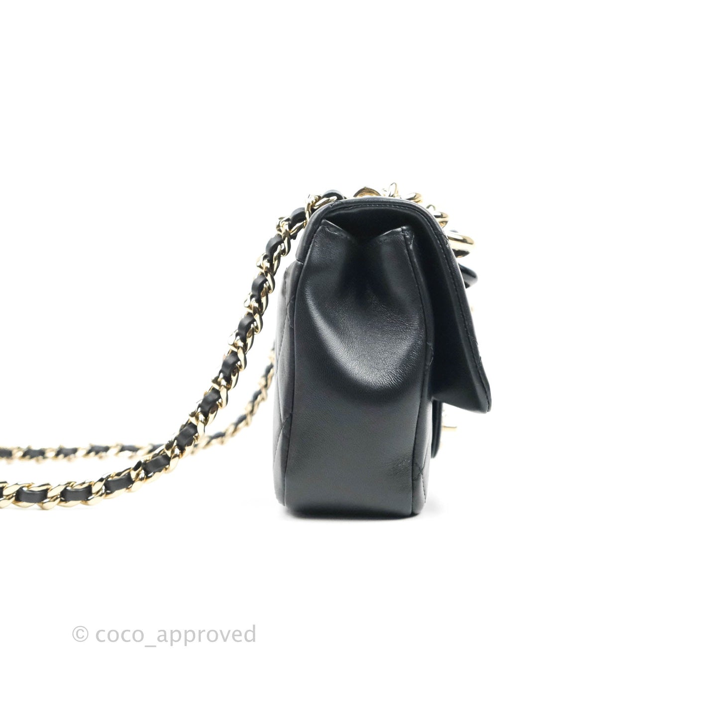 Chanel Quilted Large Resin Bi-Color Chain Flap Bag Black Lambskin Gold Hardware