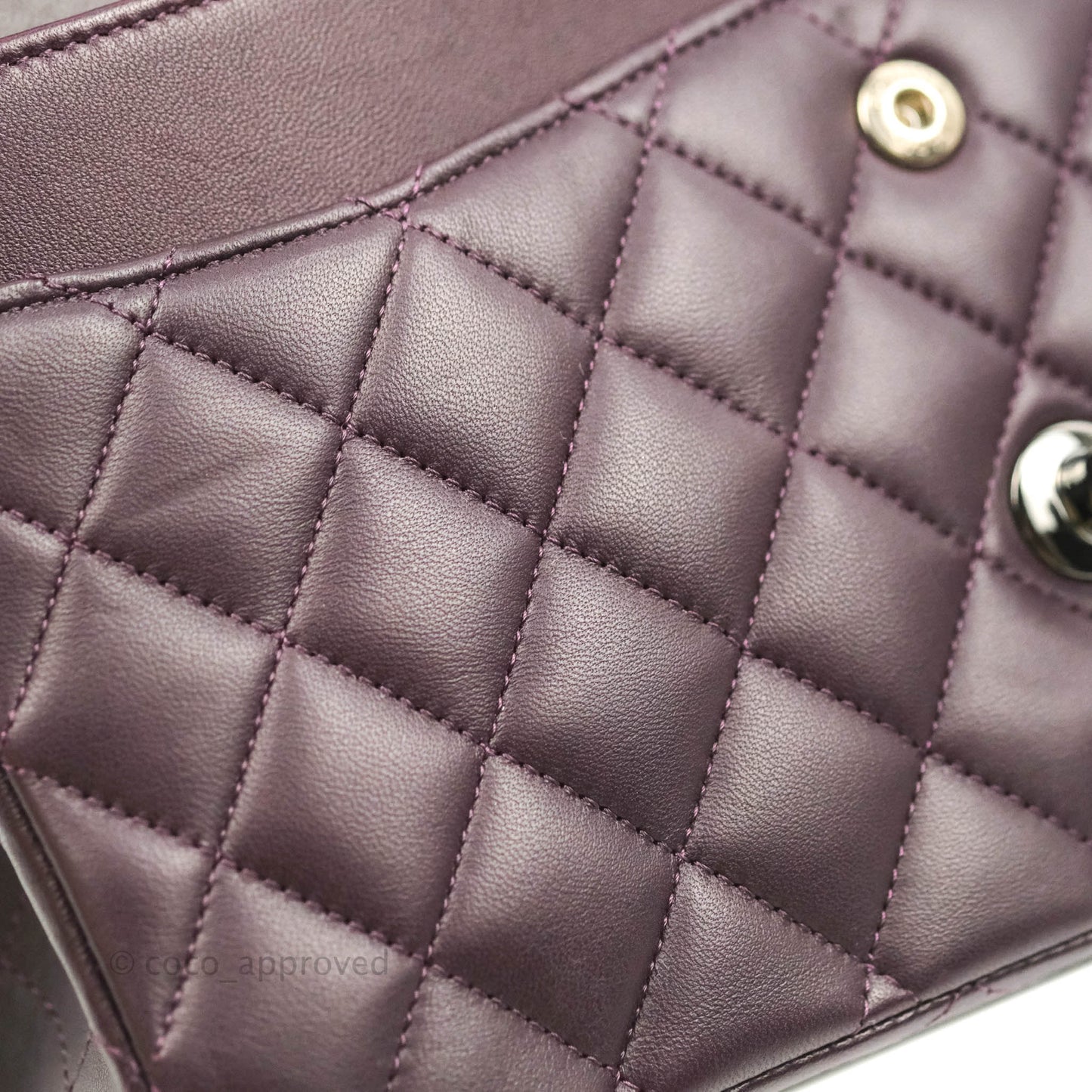 Chanel Classic M/L Medium Flap Quilted Purple Burgundy Lambskin Silver Hardware