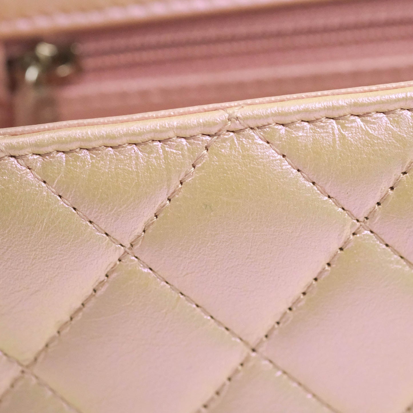 Chanel Quilted Mini Rectangular Flap Iridescent Pink Calfskin Silver Hardware
