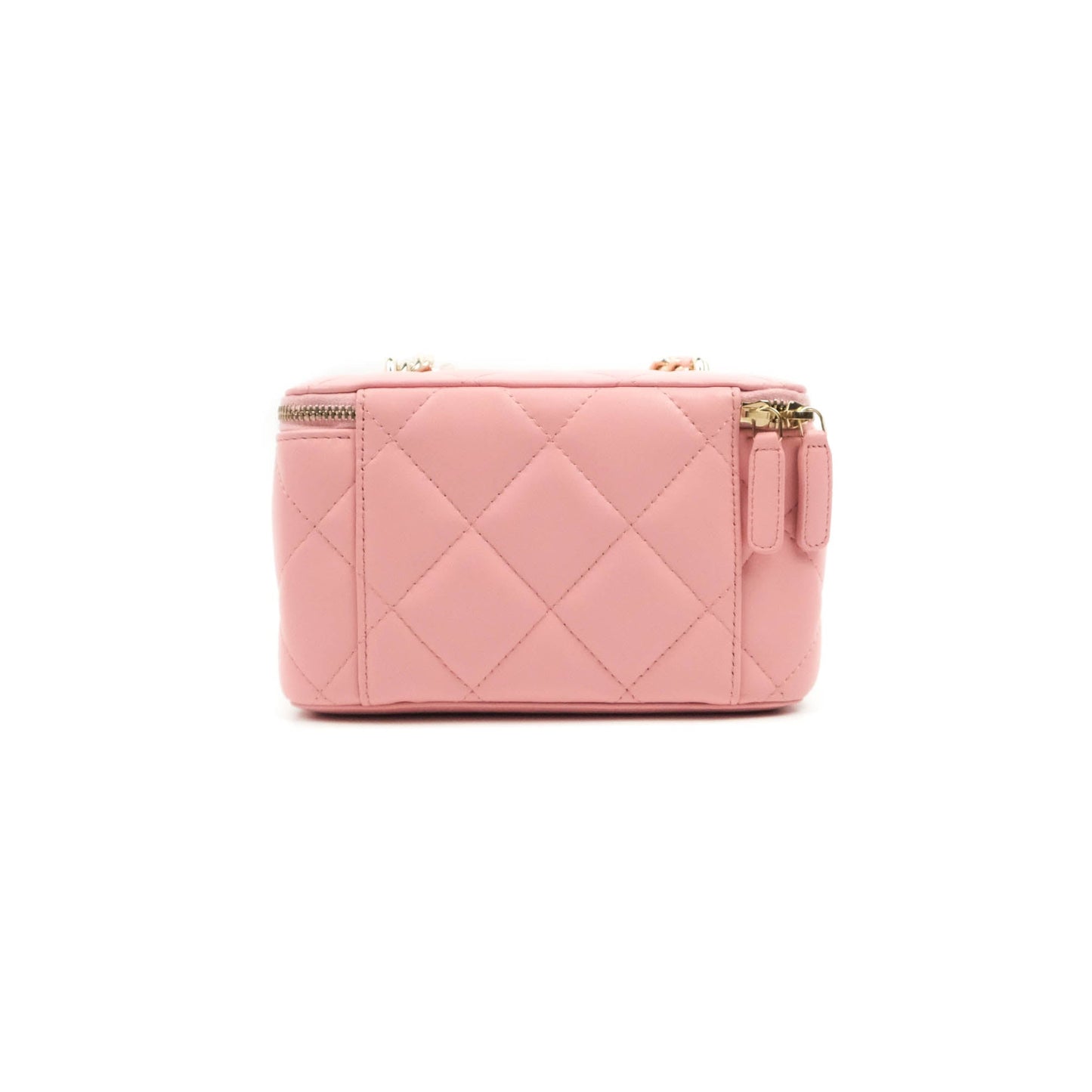 Chanel Resin Elegant Chain Vanity Case Pink Lambskin Gold Hardware