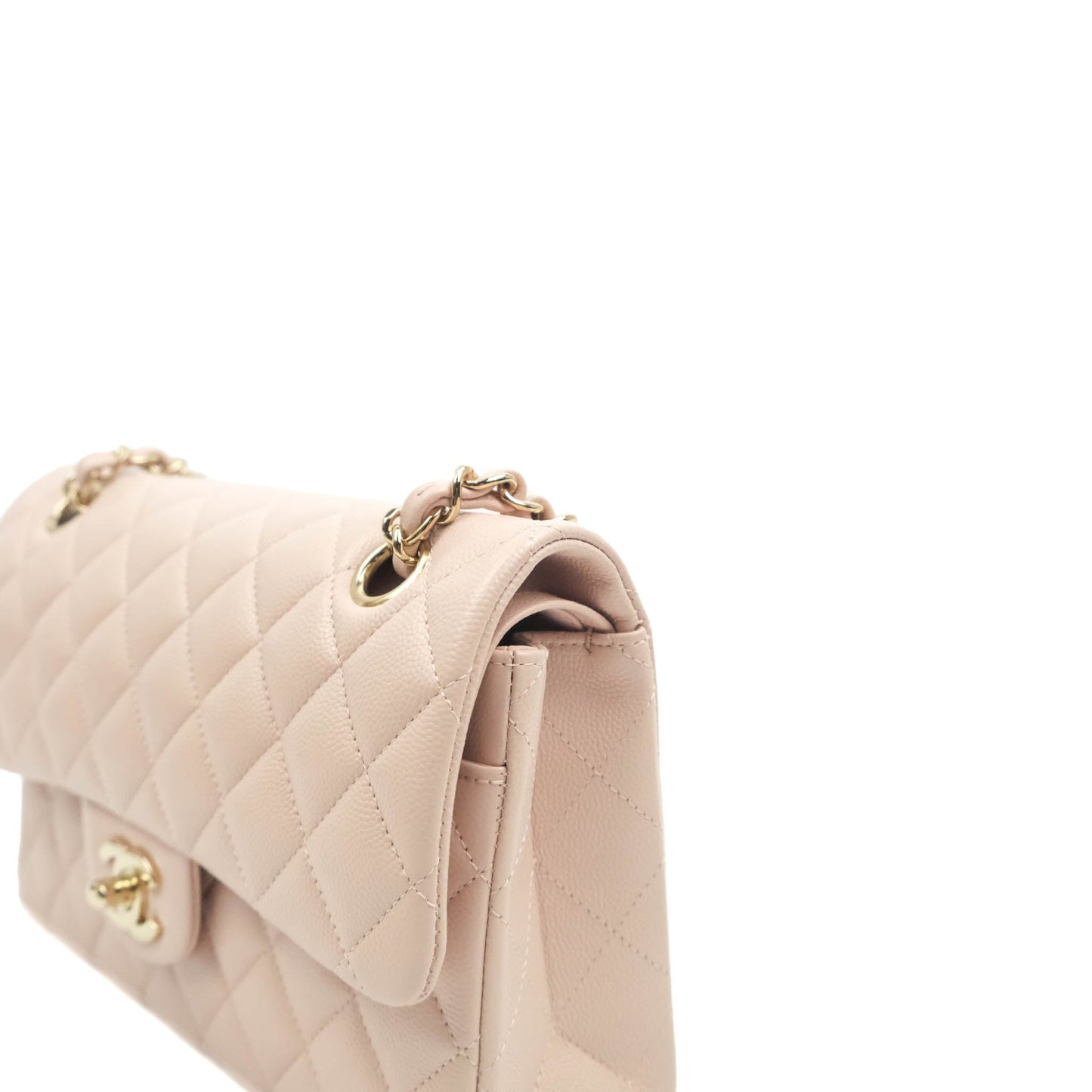 Chanel Classic Small S/M Flap Rose Clair Pink Caviar Gold Hardware 21C