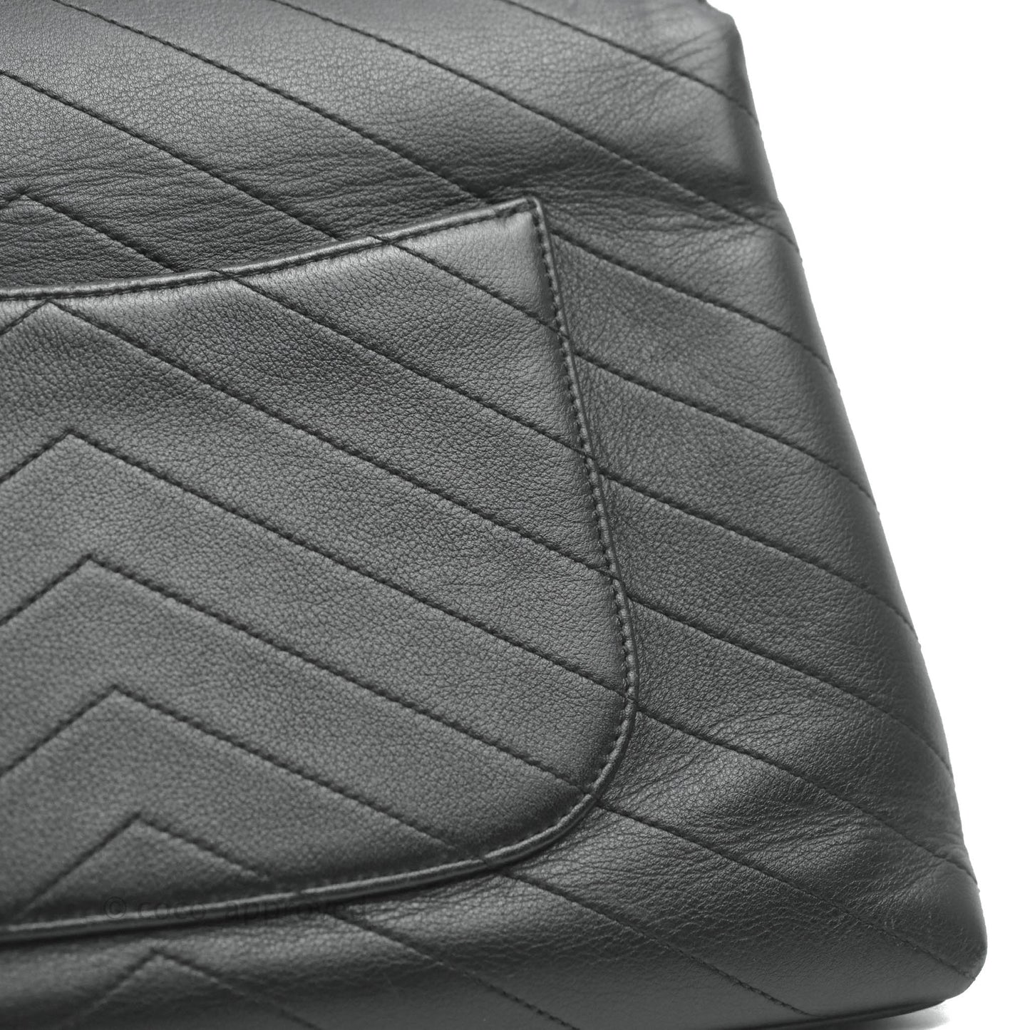 Chanel Chevron Top Handle Black Calfskin Gold Hardware
