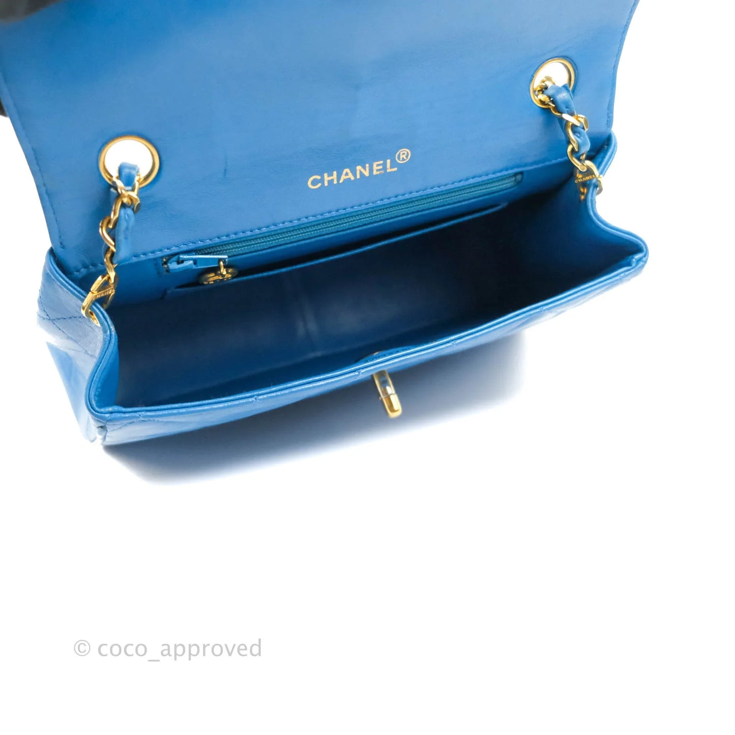 Chanel Vintage Trapezoid Flap Bag Blue Lambskin 24K Gold Hardware