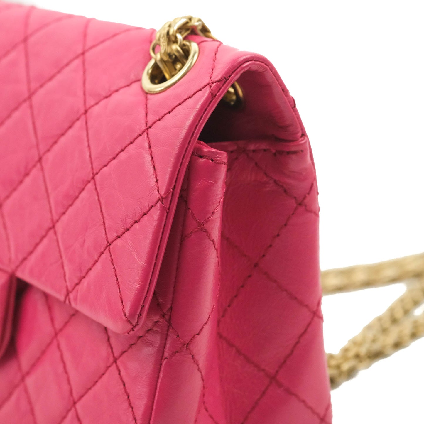 Chanel Mini Reissue 224 Fuschia Pink Aged Calfskin Aged Gold Hardware