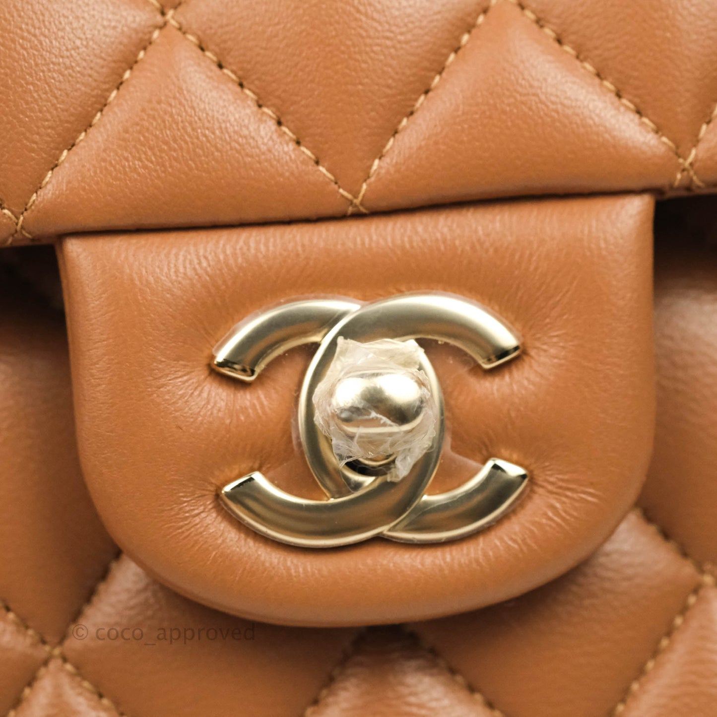 Chanel Classic M/L Medium Flap Quilted Dark Beige Caramel Lambskin Gold Hardware